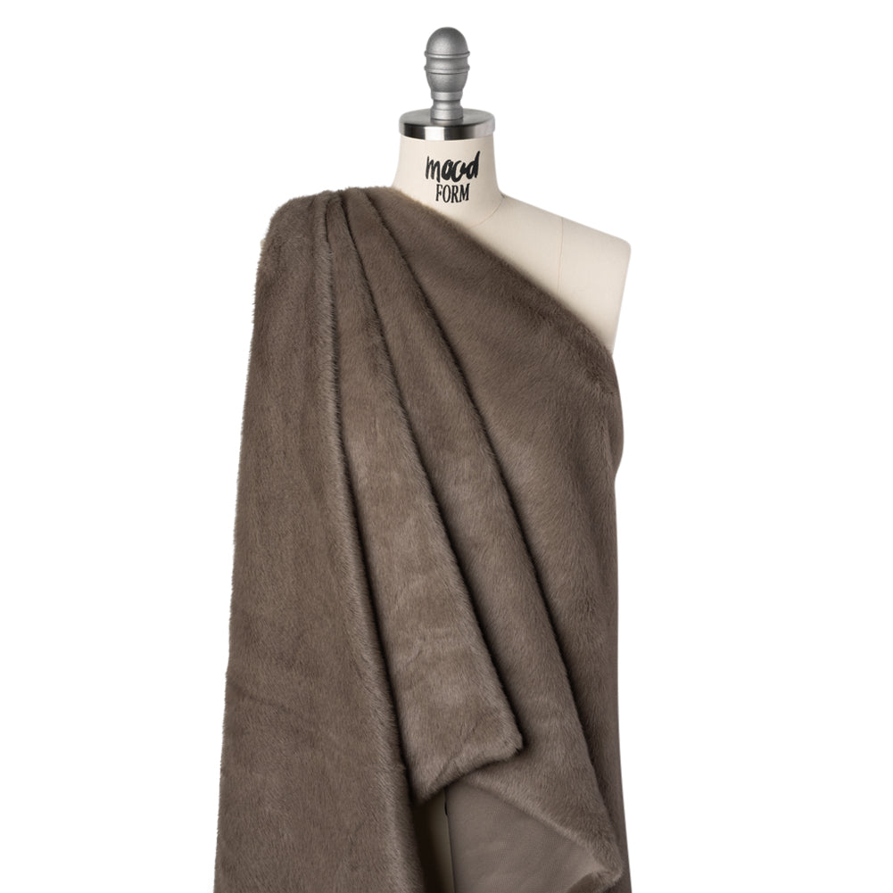 Plush Short Pile Recycled Polyester Faux Fur - Dusty Brown Plush Short Pile Recycled Polyester Faux Fur - Dusty Brown