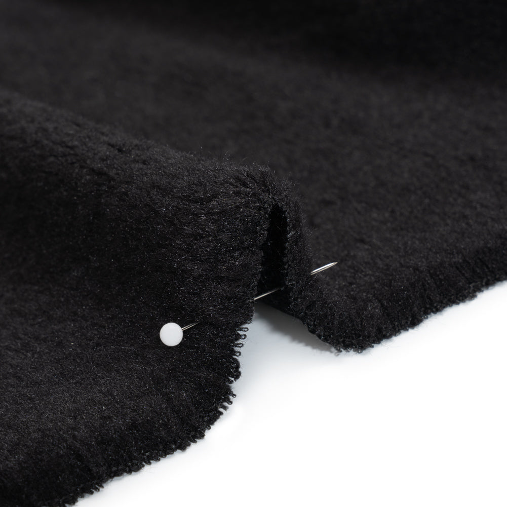 Super Short Pile Wool Blend Faux Sherling - Black Super Short Pile Wool Blend Faux Sherling - Black