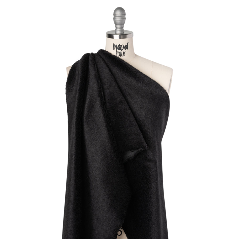 Super Short Pile Wool Blend Faux Sherling - Black Super Short Pile Wool Blend Faux Sherling - Black