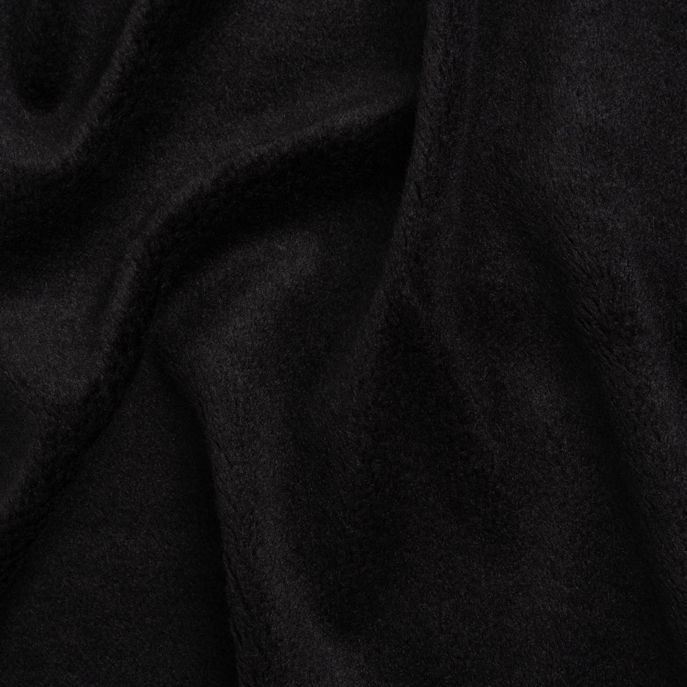 Super Short Pile Wool Blend Faux Sherling - Black Super Short Pile Wool Blend Faux Sherling - Black