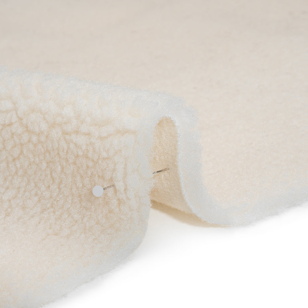 Short Pile Wool Blend Faux Shearling - Off White Detail Short Pile Wool Blend Faux Shearling - Off White Detail