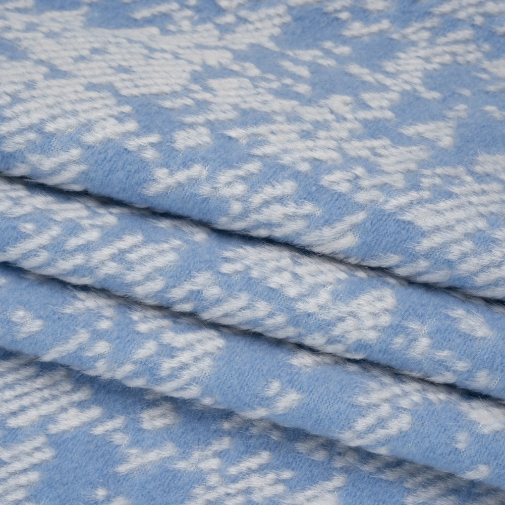 Super Short Pile Patterned Faux Fur - Sky Blue and White Geometric Super Short Pile Patterned Faux Fur - Sky Blue and White Geometric