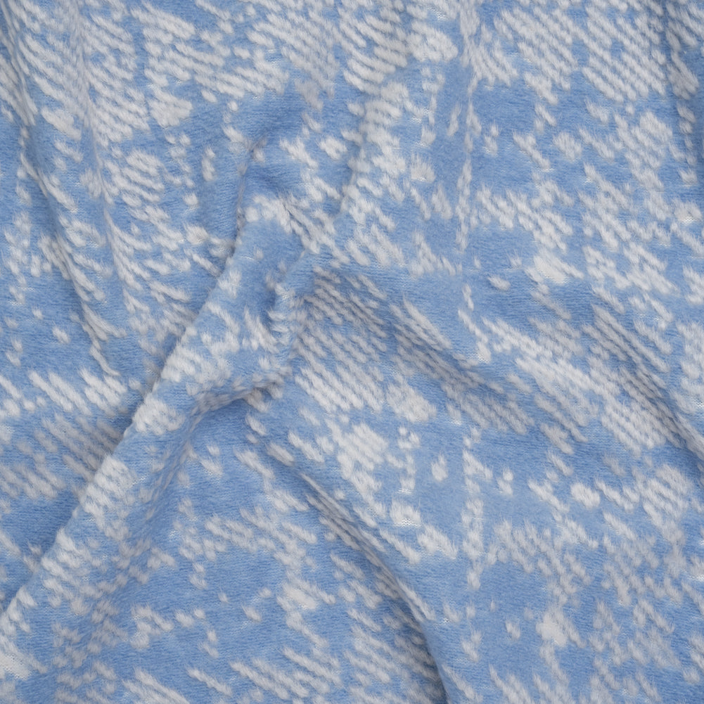 Super Short Pile Patterned Faux Fur - Sky Blue and White Geometric Super Short Pile Patterned Faux Fur - Sky Blue and White Geometric