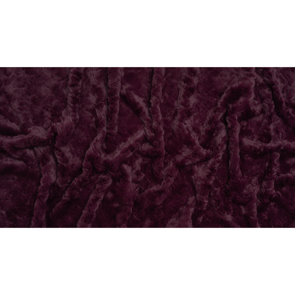 Textured Medium Pile Recycled Polyester Faux Fur - Port Wine Red Textured Medium Pile Recycled Polyester Faux Fur - Port Wine Red
