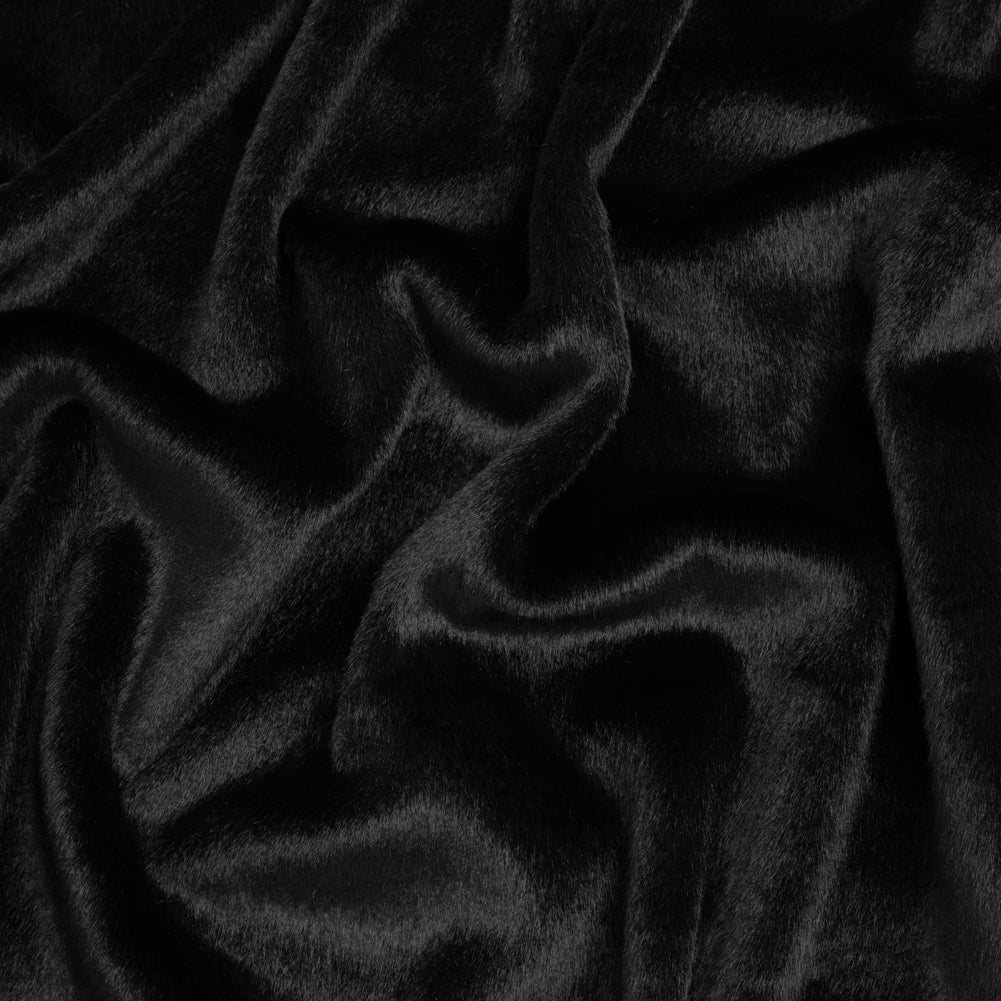 Plush Short Pile Recycled Polyester Faux Fur - Black Plush Short Pile Recycled Polyester Faux Fur - Black
