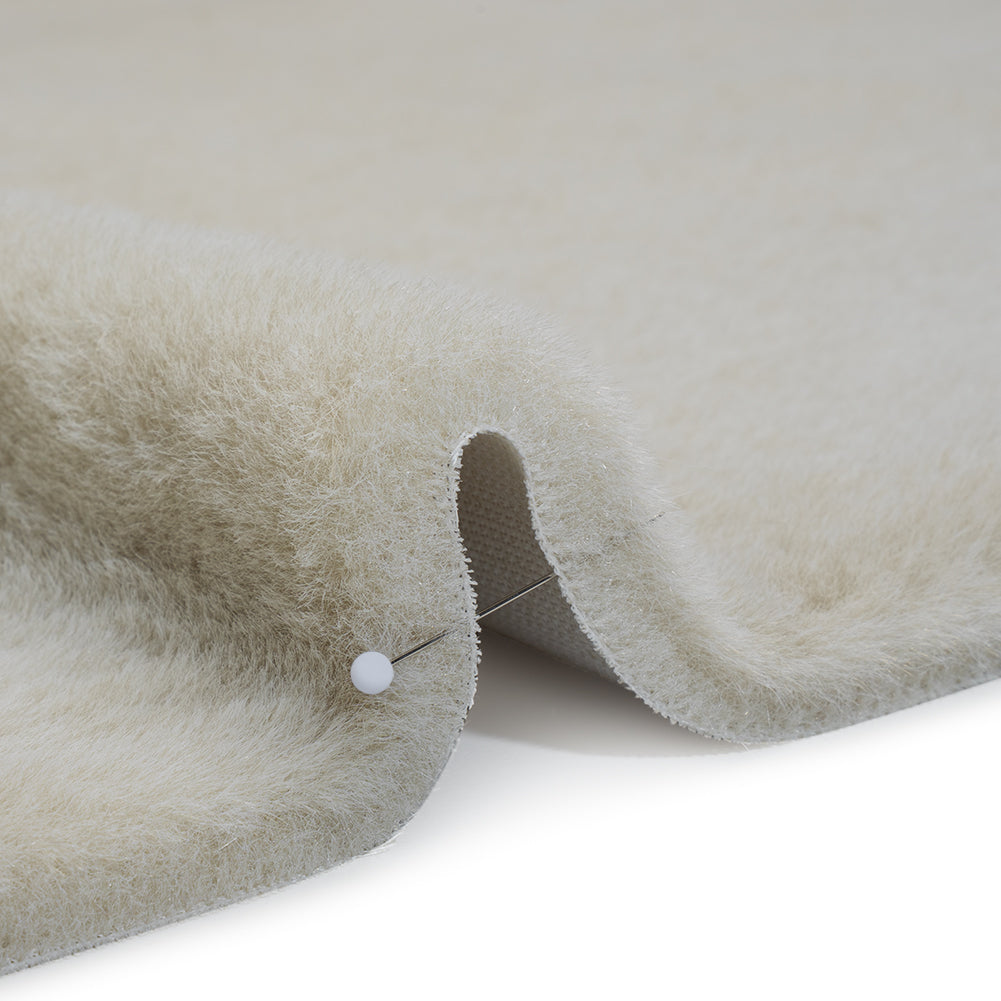 Plush Short Pile Recycled Polyester Faux Fur - Off White Plush Short Pile Recycled Polyester Faux Fur - Off White