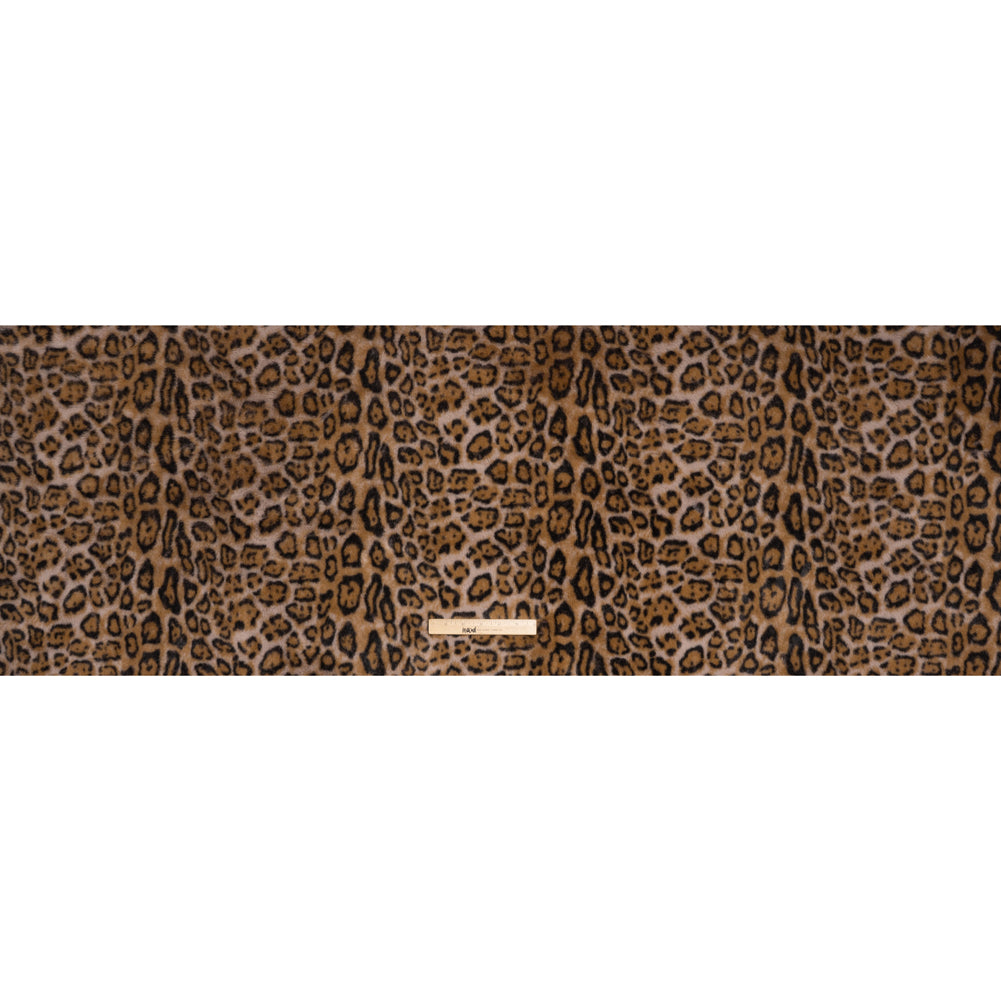 Short Pile Recycled Polyester Faux Fur Print by Max Alexander - Beige, Chocolate Brown and Warm Gray Leopard Spots - Full Short Pile Recycled Polyester Faux Fur Print by Max Alexander - Beige, Chocolate Brown and Warm Gray Leopard Spots - Full