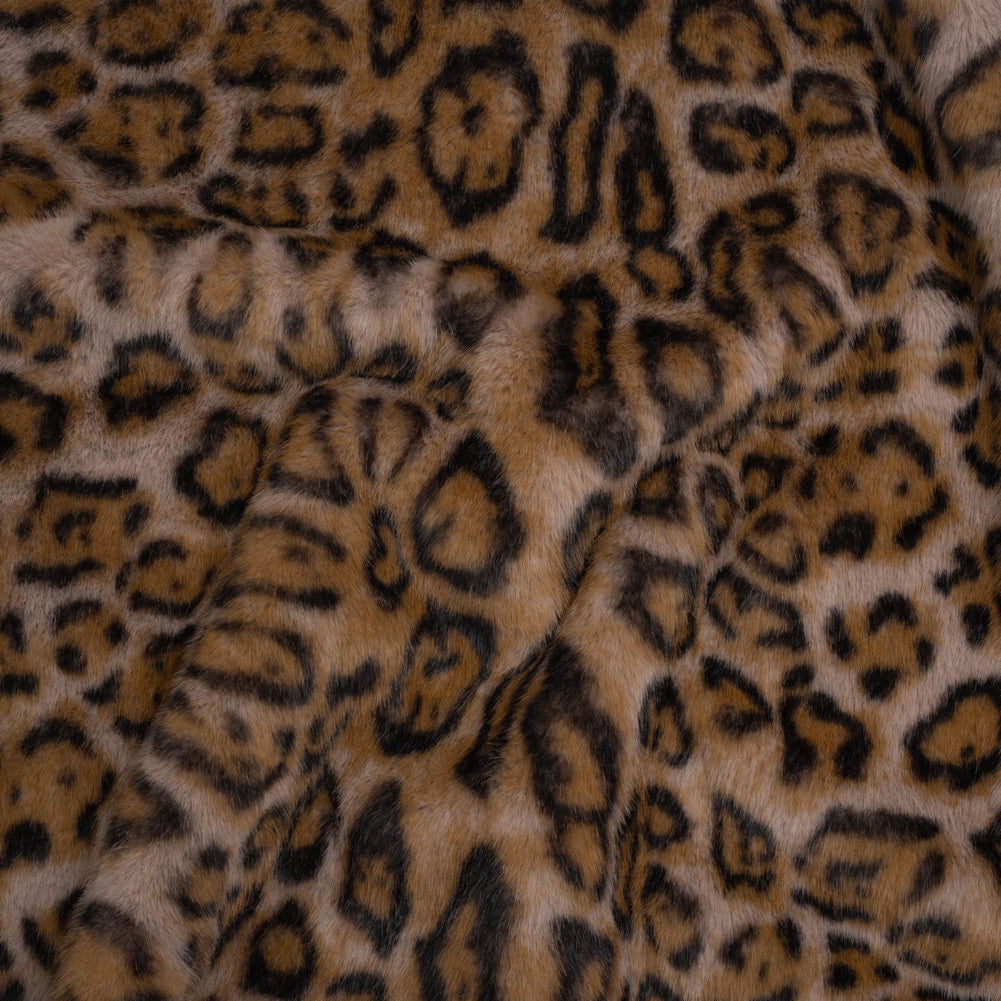 Short Pile Recycled Polyester Faux Fur Print by Max Alexander - Beige, Chocolate Brown and Warm Gray Leopard Spots Short Pile Recycled Polyester Faux Fur Print by Max Alexander - Beige, Chocolate Brown and Warm Gray Leopard Spots