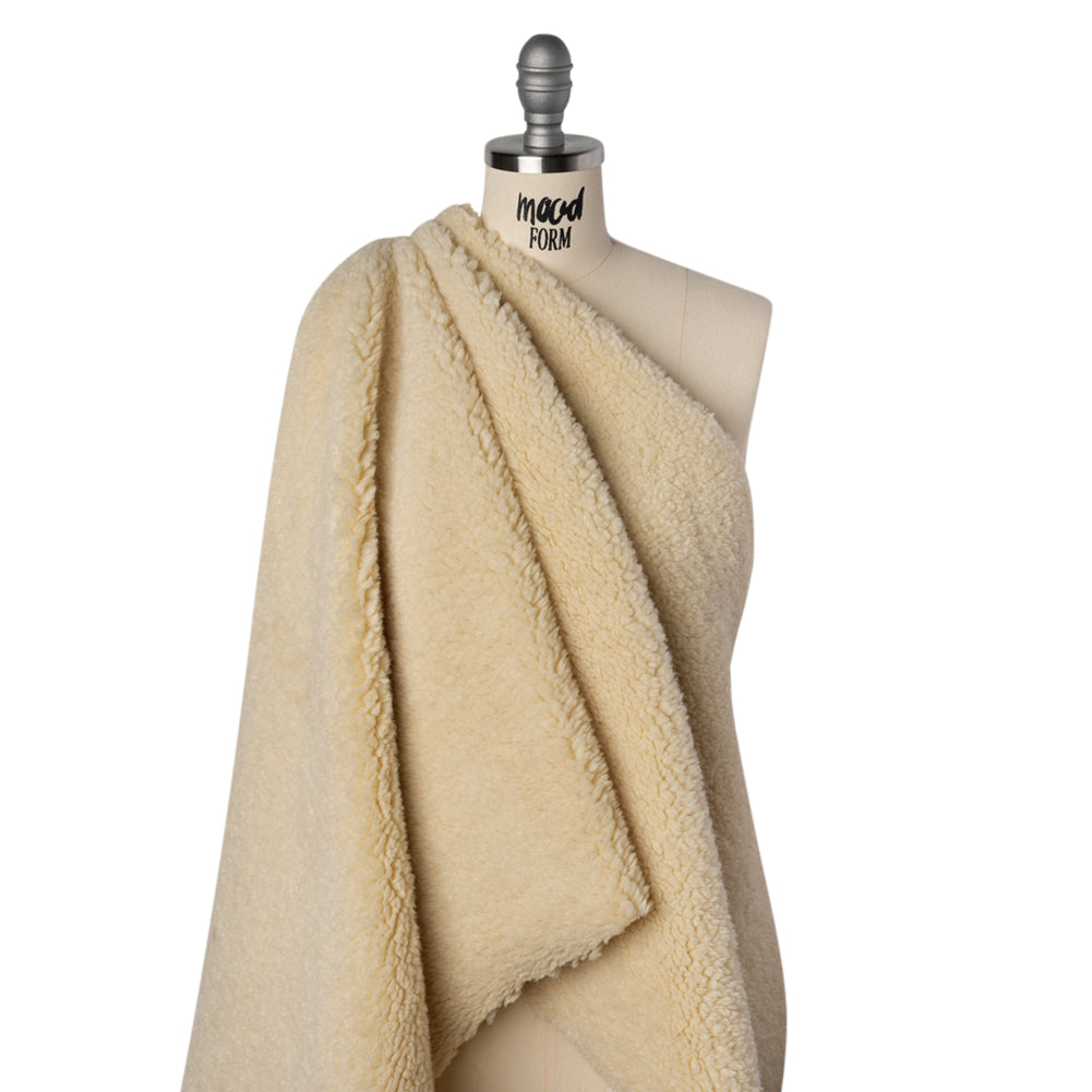 Recycled Polyester Faux Sherling Fur - Ecru Recycled Polyester Faux Sherling Fur - Ecru