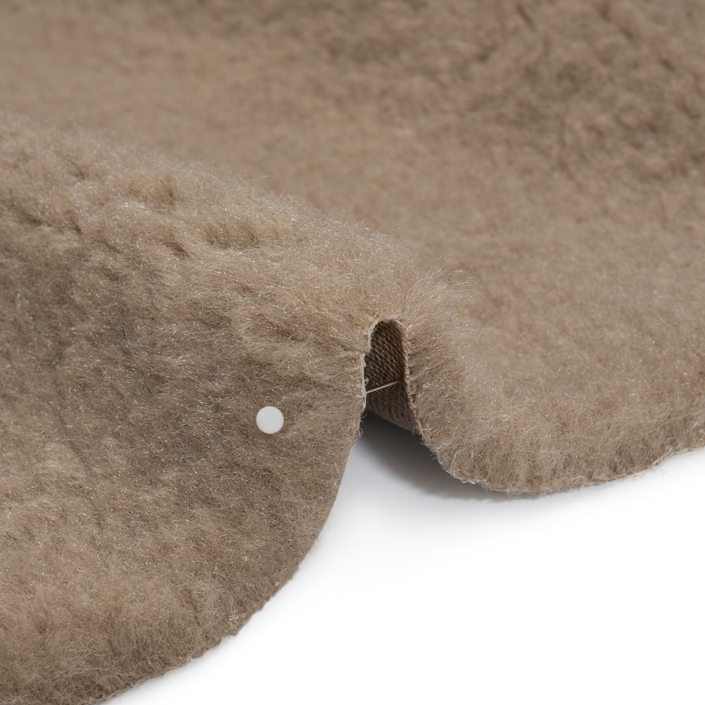 Recycled Polyester Faux Sherling Fur - Warm Gray Detail Recycled Polyester Faux Sherling Fur - Warm Gray Detail