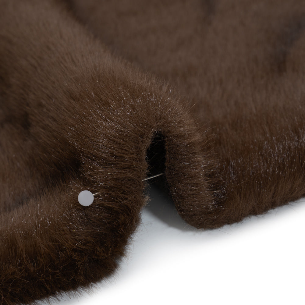 Plush Short Pile Recycled Polyester Faux Fur - Brown and Black Woodgrain Print Plush Short Pile Recycled Polyester Faux Fur - Brown and Black Woodgrain Print
