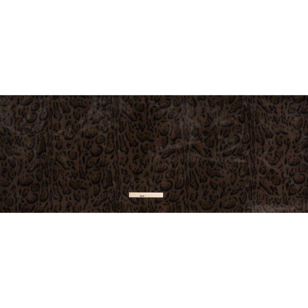 Plush Short Pile Recycled Polyester Faux Fur - Chocolate Brown and Black Animal Print - Full Plush Short Pile Recycled Polyester Faux Fur - Chocolate Brown and Black Animal Print - Full