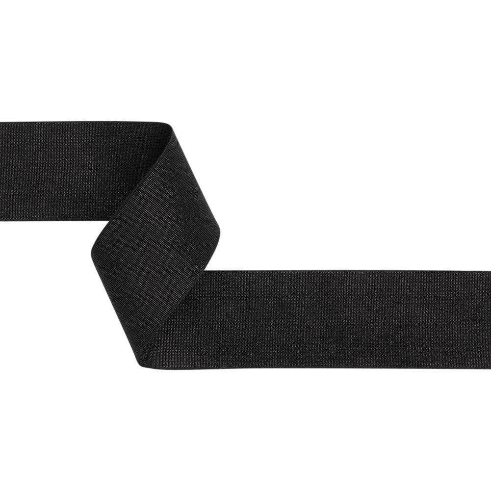 Metallic Elastic Trim Made in Italy - 2.125" - Black on Black Metallic Elastic Trim Made in Italy - 2.125" - Black on Black