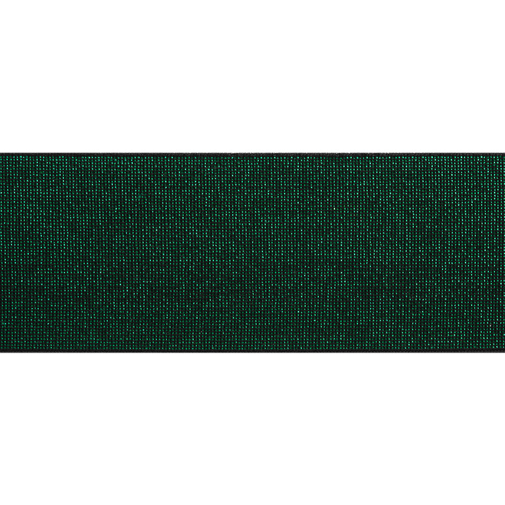Metallic Elastic Trim Made in Italy - 2.125" - Kelly Green on Black Metallic Elastic Trim Made in Italy - 2.125" - Kelly Green on Black