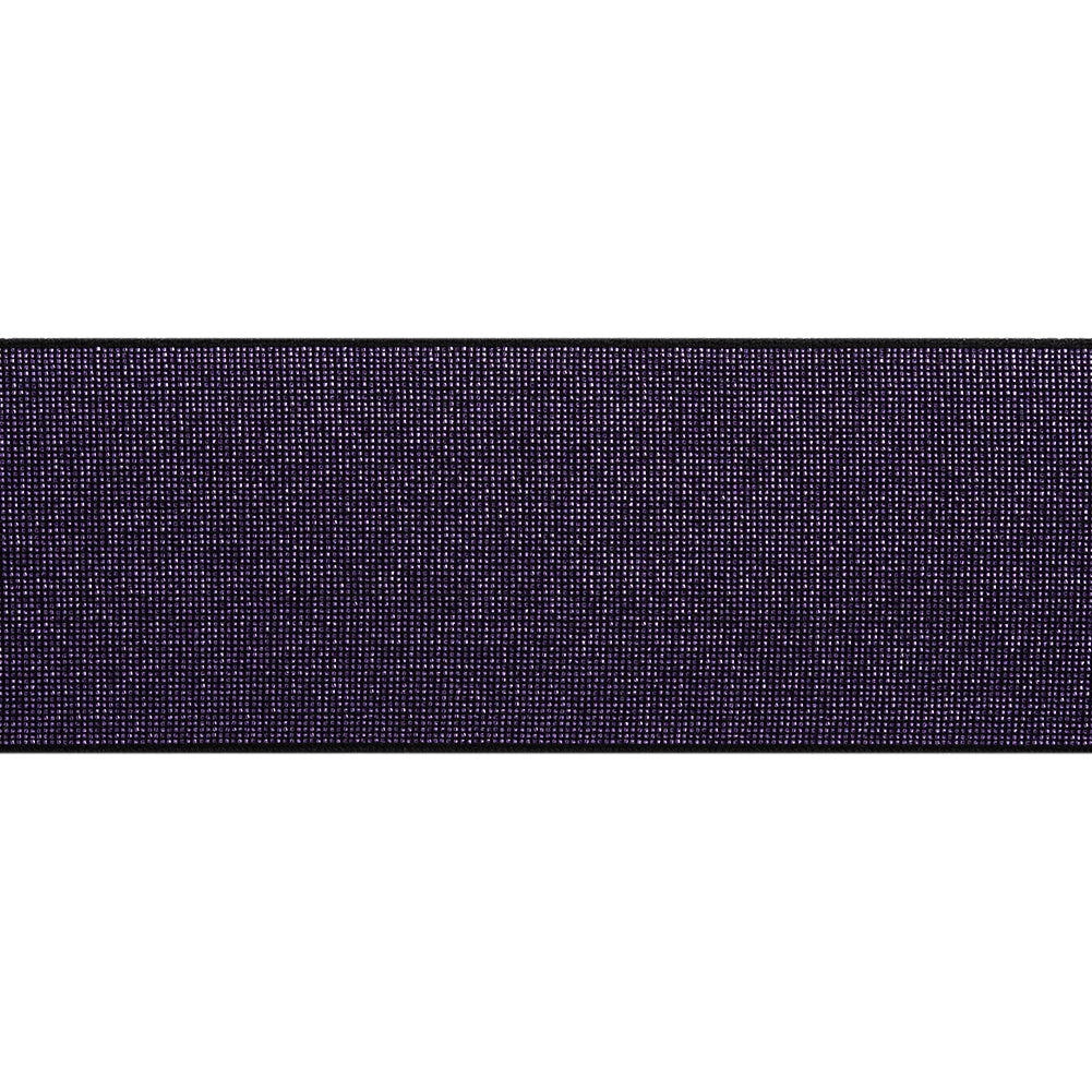 Metallic Elastic Trim Made in Italy - 2.125" - Purple on Black Metallic Elastic Trim Made in Italy - 2.125" - Purple on Black