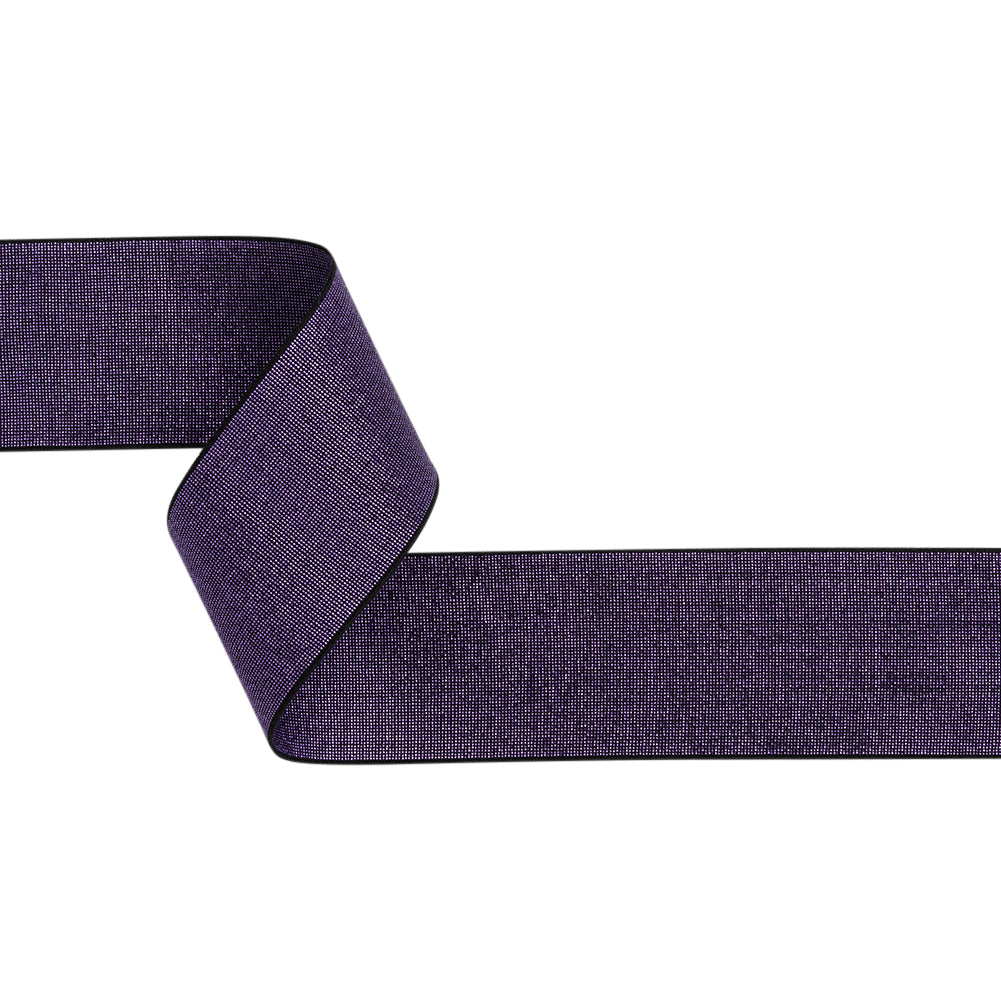 Metallic Elastic Trim Made in Italy - 2.125" - Purple on Black Metallic Elastic Trim Made in Italy - 2.125" - Purple on Black