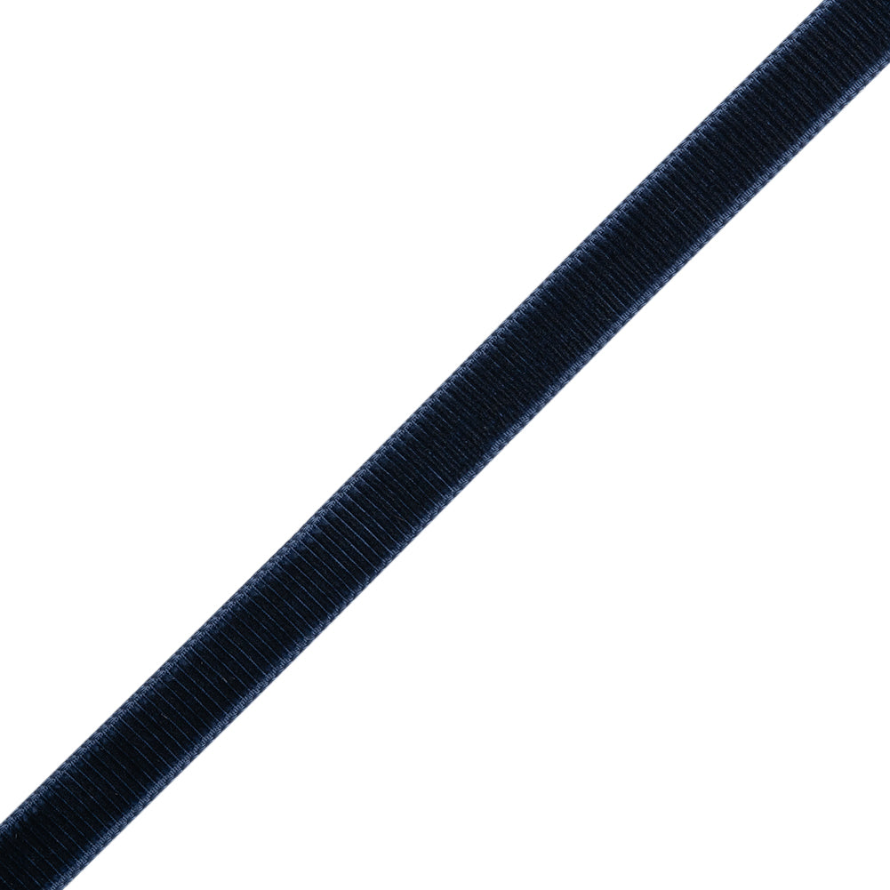 Grosgrain Ribbed Velvet Ribbon Trim Made in Italy - 0.375" - Navy Grosgrain Ribbed Velvet Ribbon Trim Made in Italy - 0.375" - Navy