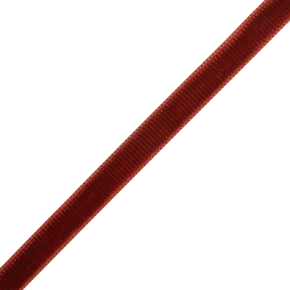 Grosgrain Ribbed Velvet Ribbon Trim Made in Italy - 0.375" - Dark Rust Grosgrain Ribbed Velvet Ribbon Trim Made in Italy - 0.375" - Dark Rust