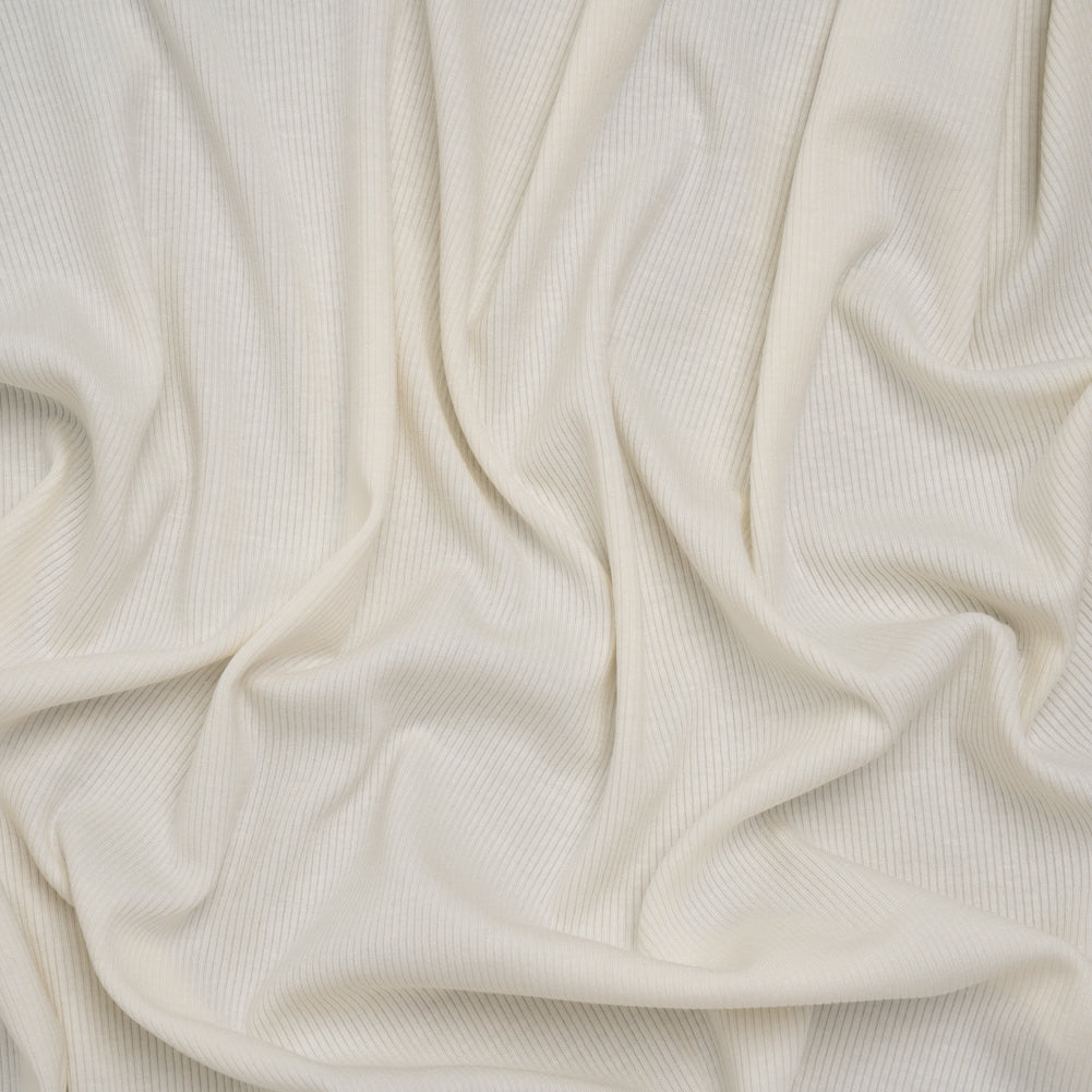 Stretch Rayon 2x2 Rib Knit - Natural - Deadstock Stretch Rayon 2x2 Rib Knit - Natural - Deadstock