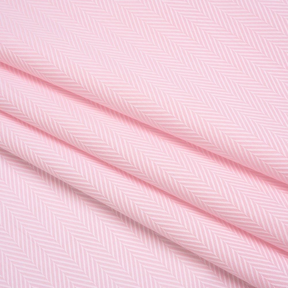Cotton Twill Shirting - Baby Pink and White Herringbone - Deadstock Cotton Twill Shirting - Baby Pink and White Herringbone - Deadstock
