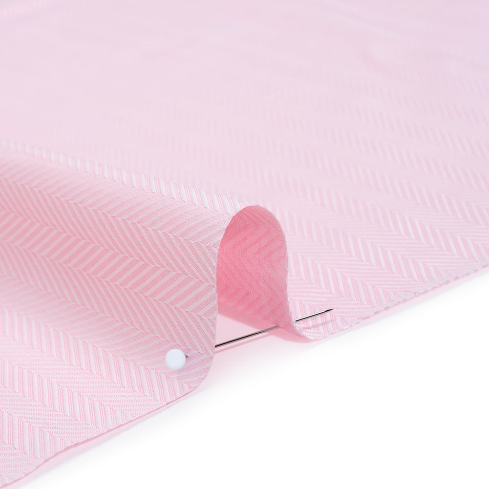 Cotton Twill Shirting - Baby Pink and White Herringbone - Deadstock Cotton Twill Shirting - Baby Pink and White Herringbone - Deadstock