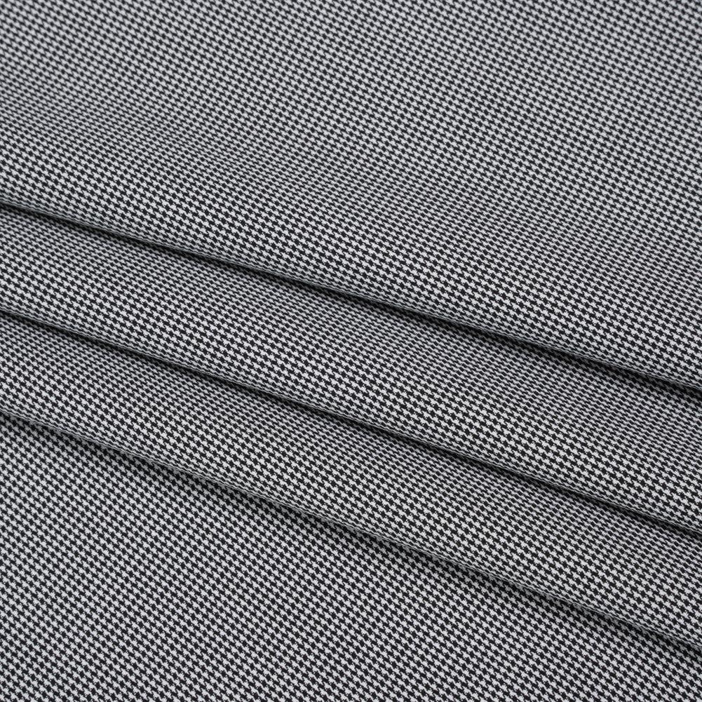 Cotton Twill Shirting - Black and White Tiny Houndstooth - Deadstock Cotton Twill Shirting - Black and White Tiny Houndstooth - Deadstock