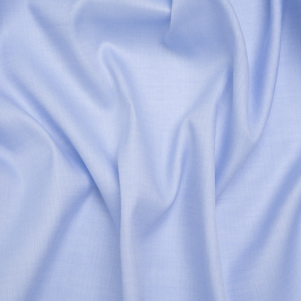 Cotton Twill Shirting - Light Blue and White Narrow Herringbone - Deadstock Cotton Twill Shirting - Light Blue and White Narrow Herringbone - Deadstock