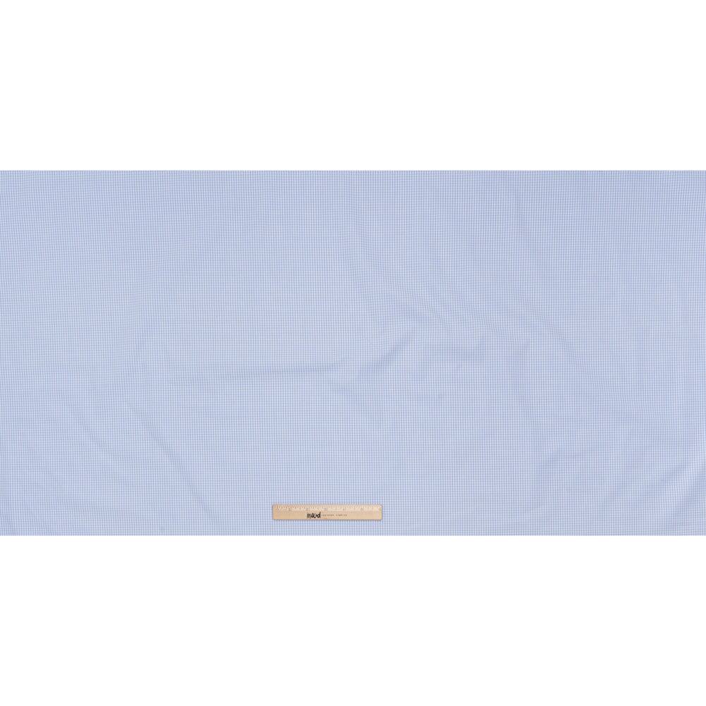 Cotton Gingham Shirting - Baby Blue and White Checks - Deadstock Cotton Gingham Shirting - Baby Blue and White Checks - Deadstock