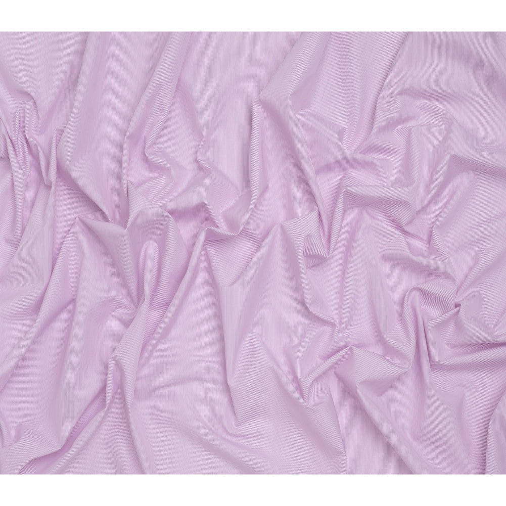 Cotton Poplin Shirting - White and Purple Pinstripes - Deadstock Cotton Poplin Shirting - White and Purple Pinstripes - Deadstock