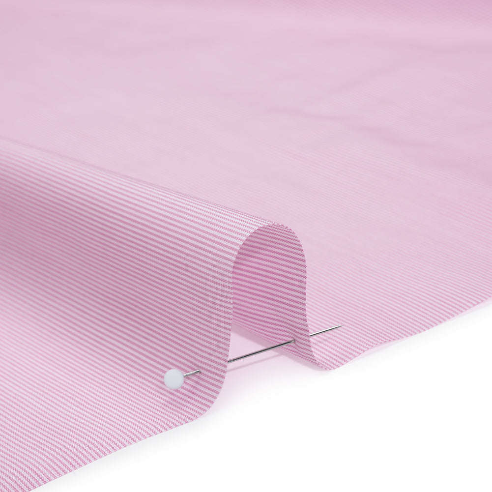 Cotton Poplin Shirting - Orchid Pink Stripes - Deadstock Cotton Poplin Shirting - Orchid Pink Stripes - Deadstock