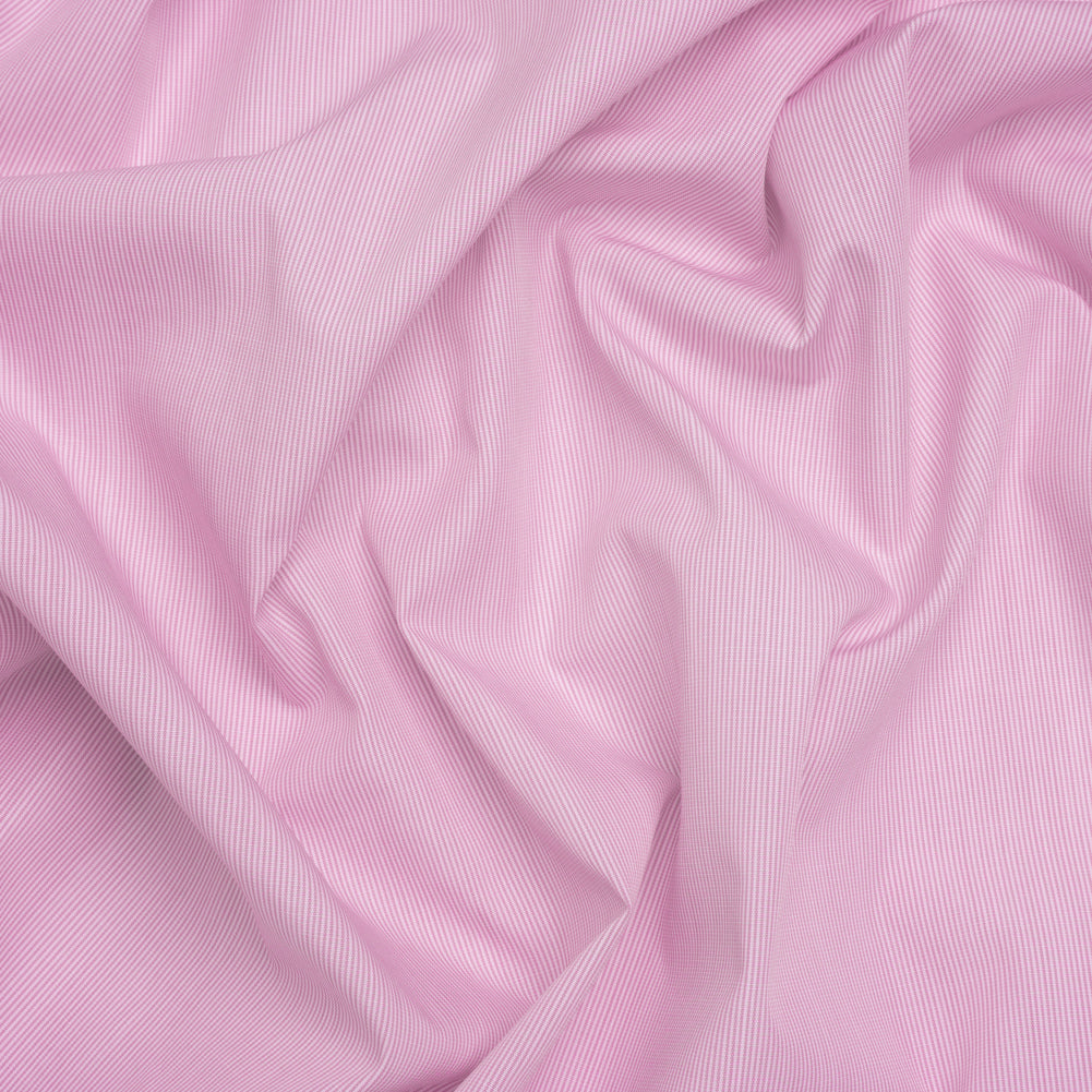 Cotton Poplin Shirting - Orchid Pink Stripes - Deadstock Cotton Poplin Shirting - Orchid Pink Stripes - Deadstock