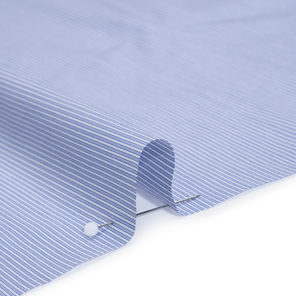 Cotton Shirting - Marine Blue and White Stripes - Deadstock Cotton Shirting - Marine Blue and White Stripes - Deadstock