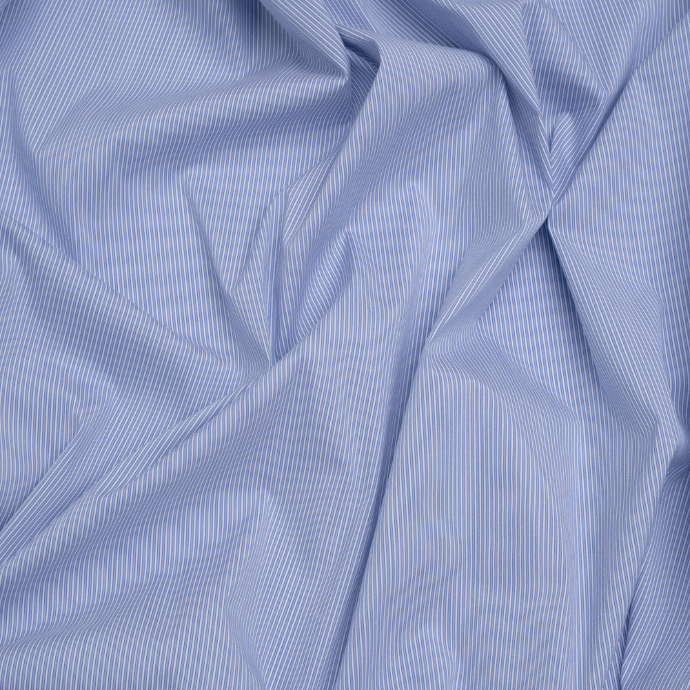 Cotton Shirting - Marine Blue and White Stripes - Deadstock Cotton Shirting - Marine Blue and White Stripes - Deadstock