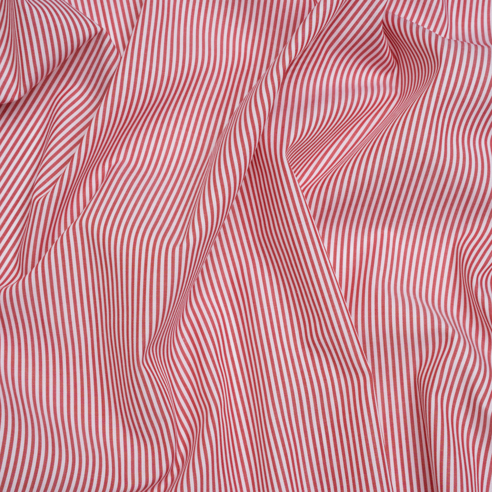 Cotton Poplin Shirting - Red and White Candy Stripes - Deadstock Cotton Poplin Shirting - Red and White Candy Stripes - Deadstock
