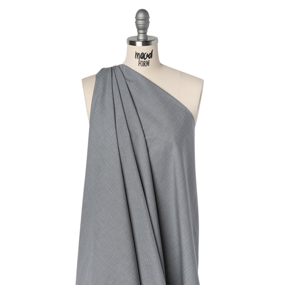 Cotton Shirting - Heathered Gray with Faint White Pinstripes - Deadstock Cotton Shirting - Heathered Gray with Faint White Pinstripes - Deadstock