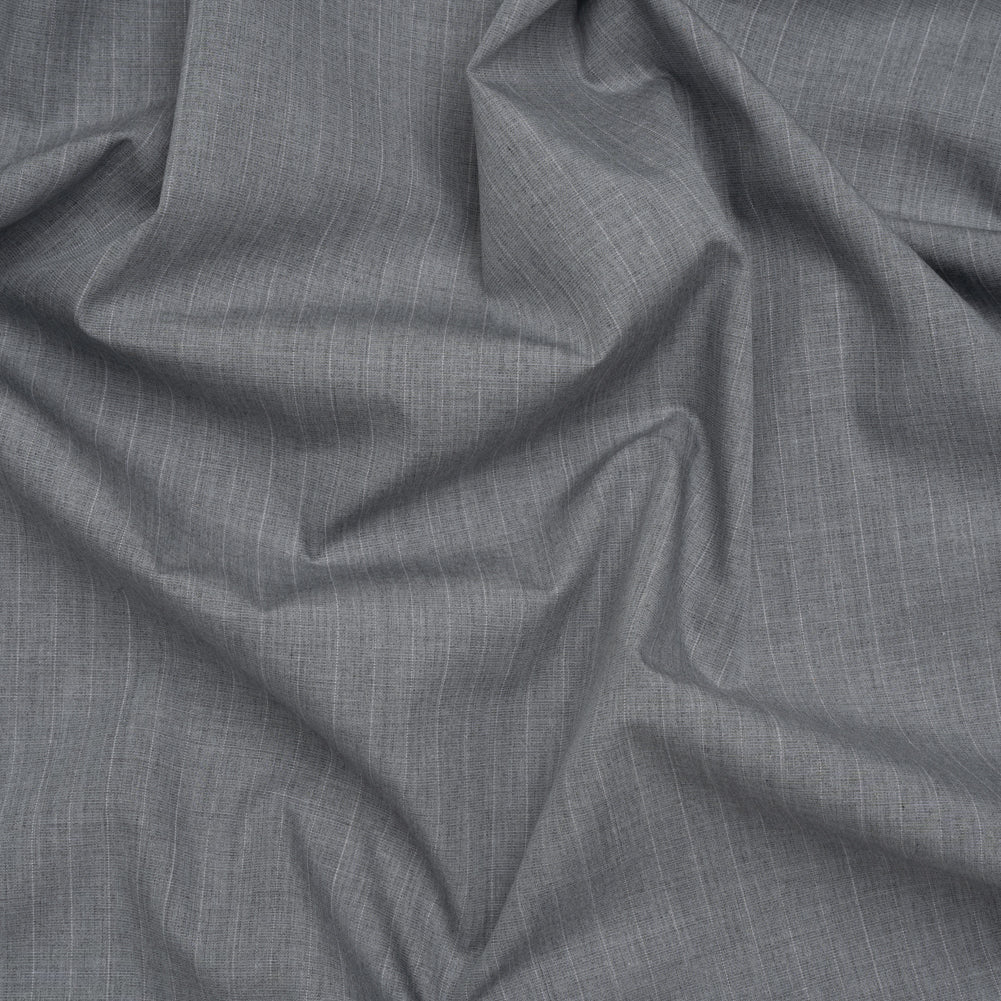 Cotton Shirting - Heathered Gray with Faint White Pinstripes - Deadstock Cotton Shirting - Heathered Gray with Faint White Pinstripes - Deadstock