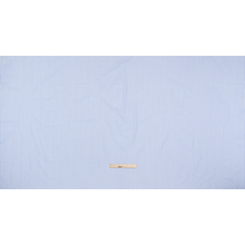 Cotton Shirting - Airy Blue and White Stripes - Designer Deadstock Cotton Shirting - Airy Blue and White Stripes - Designer Deadstock
