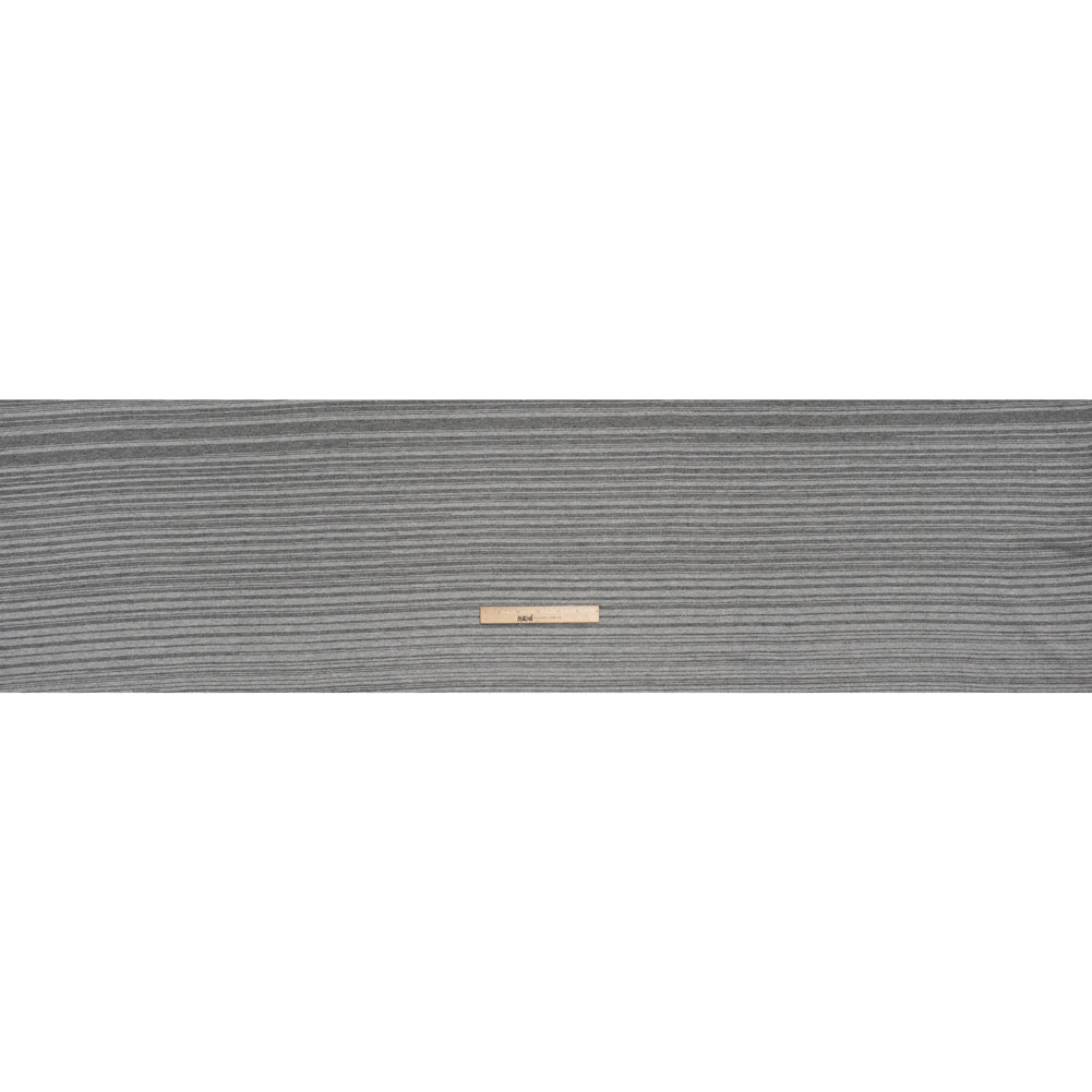Cotton Blend French Terry - Heathered Light Gray and Charcoal Gradient Stripes - Deadstock Cotton Blend French Terry - Heathered Light Gray and Charcoal Gradient Stripes - Deadstock