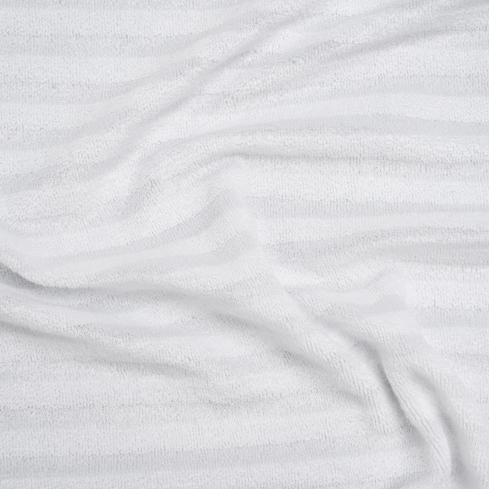 Cotton and Rayon French Terry - White Tonal Stripes - Deadstock Cotton and Rayon French Terry - White Tonal Stripes - Deadstock