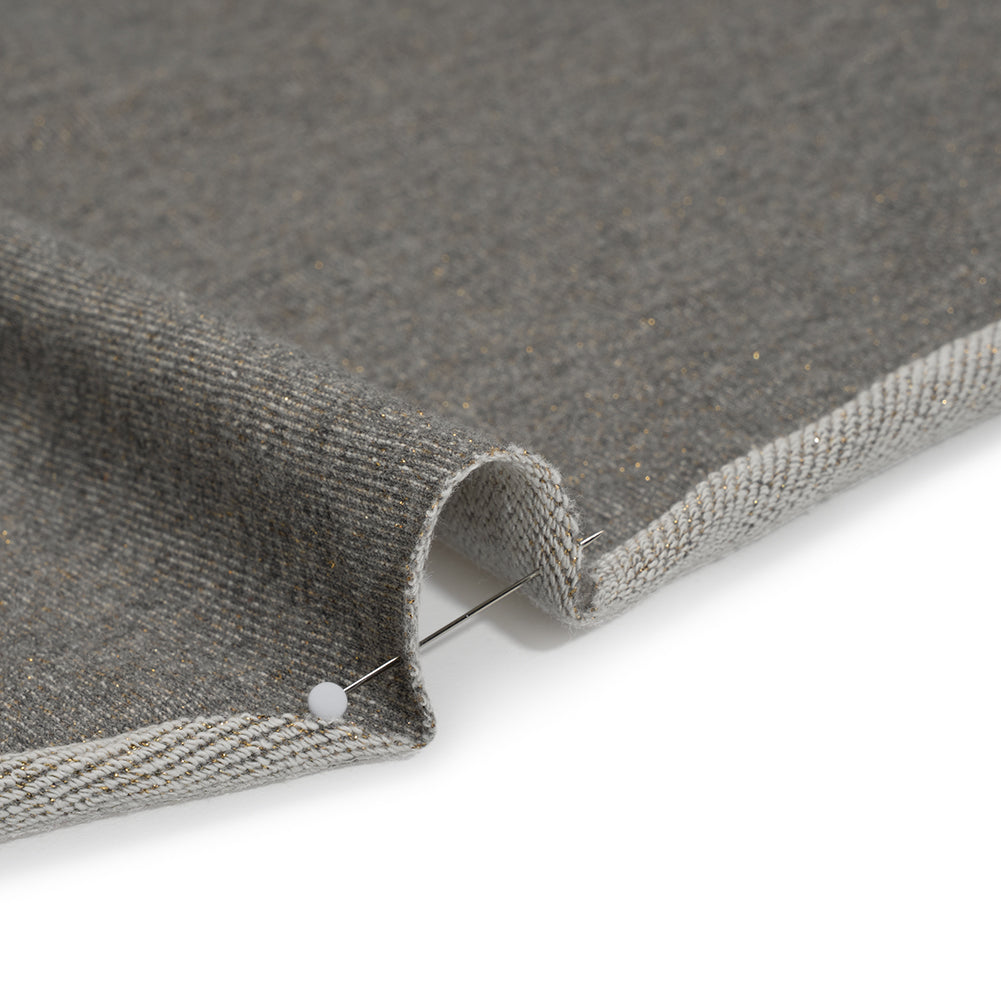 Metallic Cotton Blend French Terry - Heathered Gray and Metallic Gold - Deadstock Metallic Cotton Blend French Terry - Heathered Gray and Metallic Gold - Deadstock