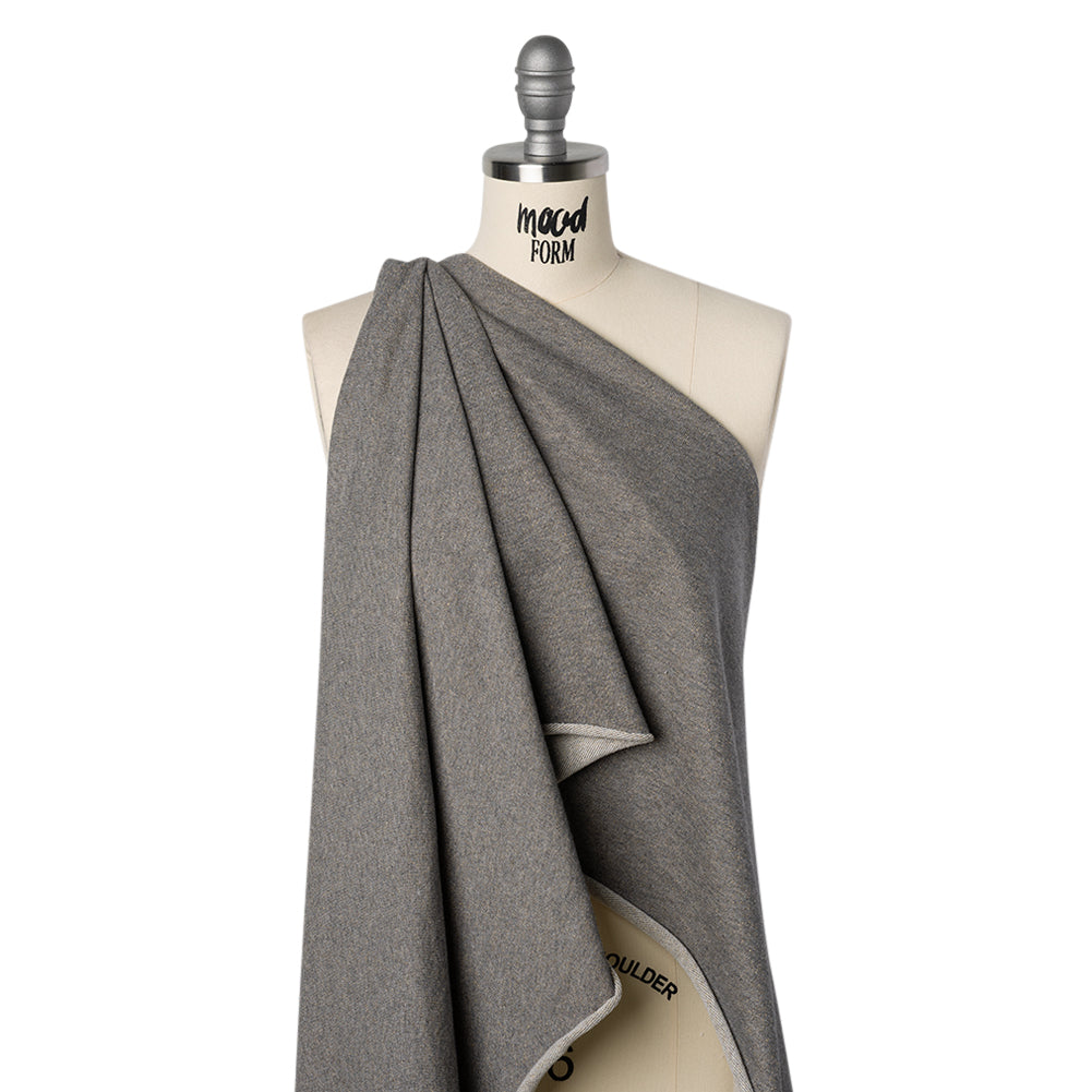 Metallic Cotton Blend French Terry - Heathered Gray and Metallic Gold - Deadstock Metallic Cotton Blend French Terry - Heathered Gray and Metallic Gold - Deadstock