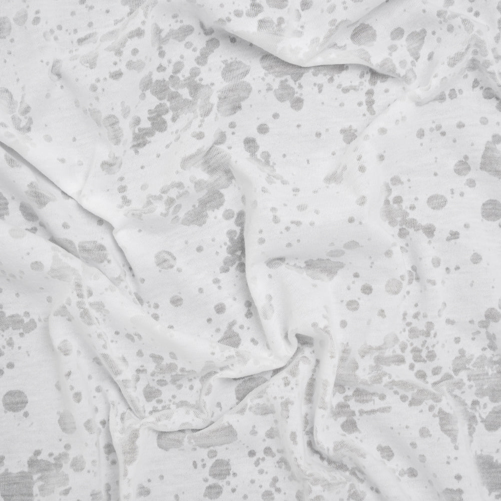 Polyester and Cotton Burnout Jersey - White Splatter Spots - Deadstock Polyester and Cotton Burnout Jersey - White Splatter Spots - Deadstock
