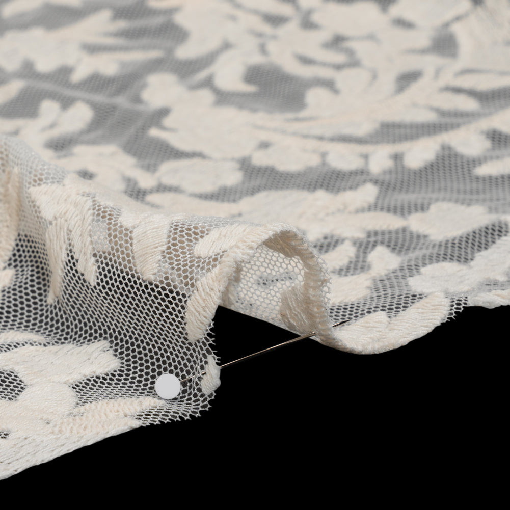 Embroidered Lace - Ivory Floral Crescents - Deadstock Embroidered Lace - Ivory Floral Crescents - Deadstock