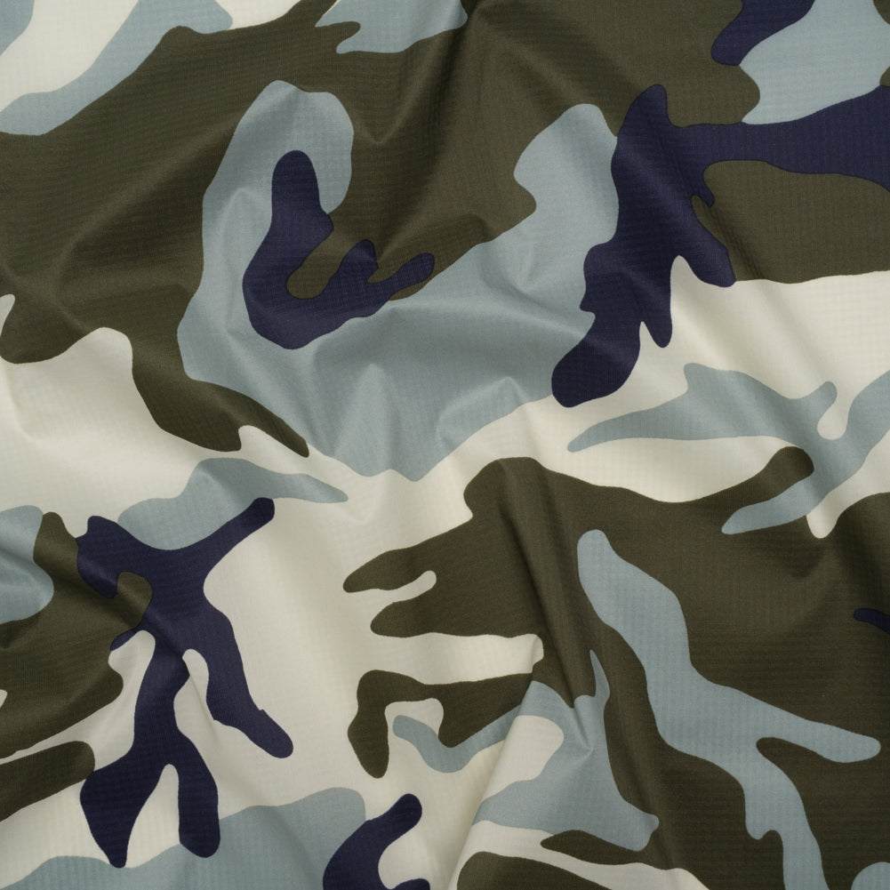 Lightweight Nylon Ripstop - Olive, Navy and Greige Camouflage - Deadstock Lightweight Nylon Ripstop - Olive, Navy and Greige Camouflage - Deadstock