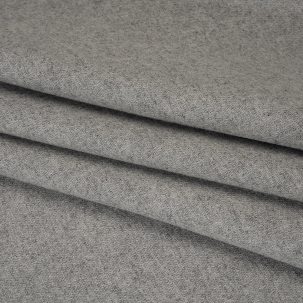 Recycled Brushed Wool Blend Twill Coating - Heathered Steel Gray - Made in Italy - Maeve Collection Folded Recycled Brushed Wool Blend Twill Coating - Heathered Steel Gray - Made in Italy - Maeve Collection Folded