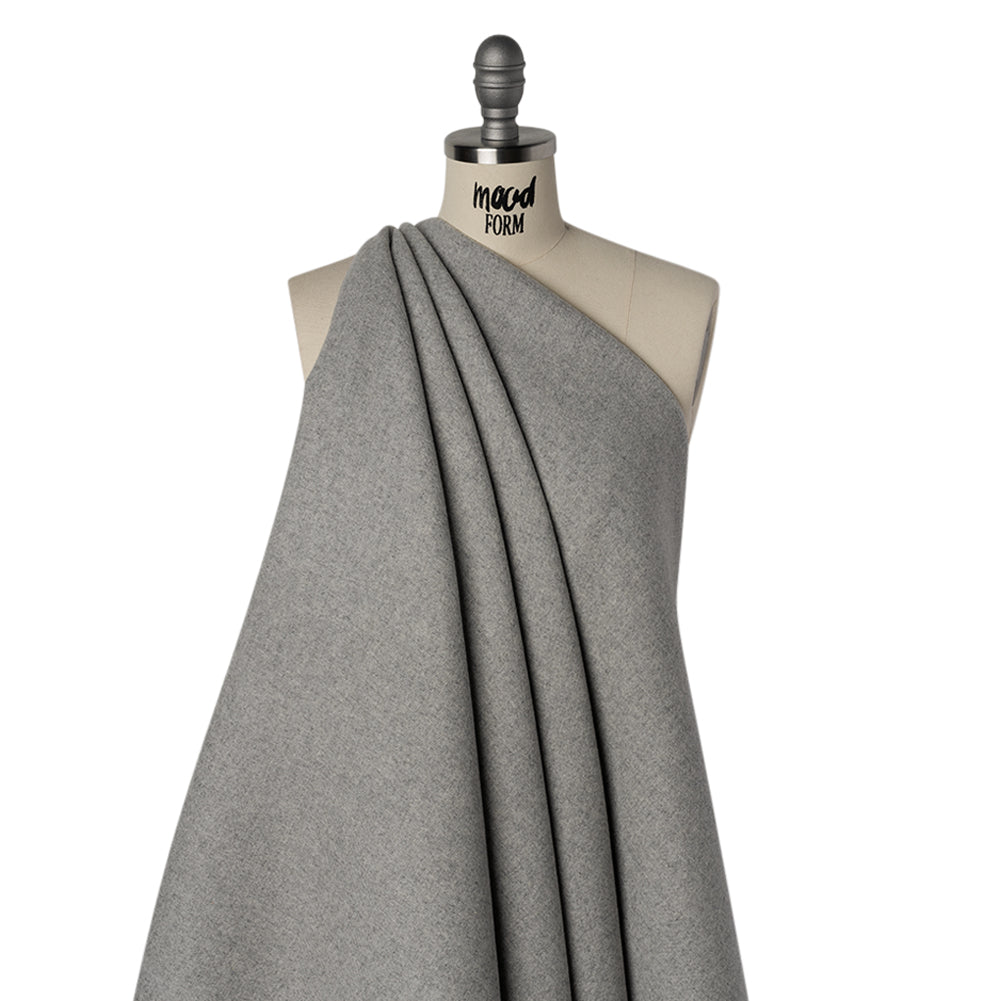 Recycled Brushed Wool Blend Twill Coating - Heathered Steel Gray - Made in Italy - Maeve Collection Drape Recycled Brushed Wool Blend Twill Coating - Heathered Steel Gray - Made in Italy - Maeve Collection Drape