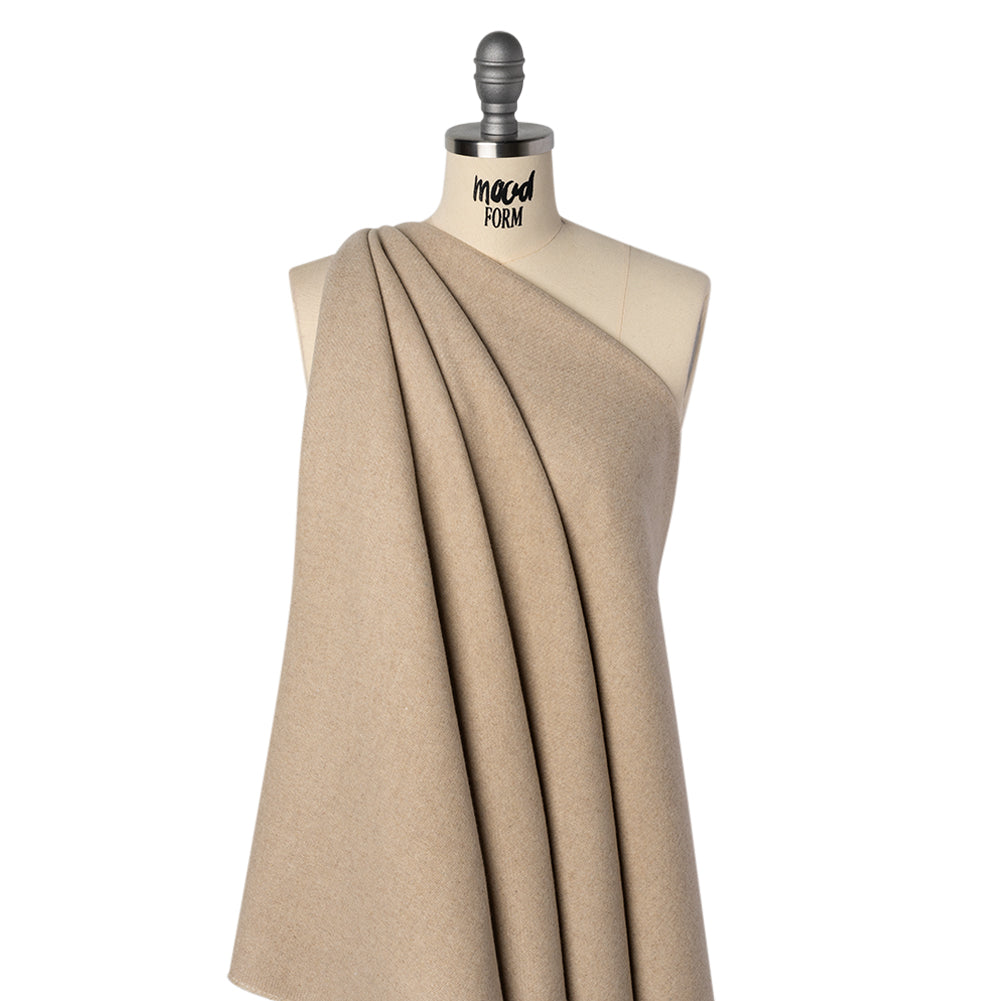 Recycled Brushed Wool Blend Twill Coating - Pasta Beige - Made in Italy - Maeve Collection Drape Recycled Brushed Wool Blend Twill Coating - Pasta Beige - Made in Italy - Maeve Collection Drape