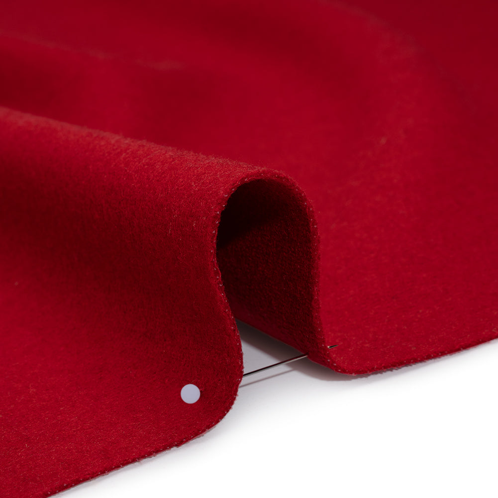 Recycled Brushed Wool Blend Twill Coating - Ruby Red - Made in Italy - Maeve Collection Detail Recycled Brushed Wool Blend Twill Coating - Ruby Red - Made in Italy - Maeve Collection Detail
