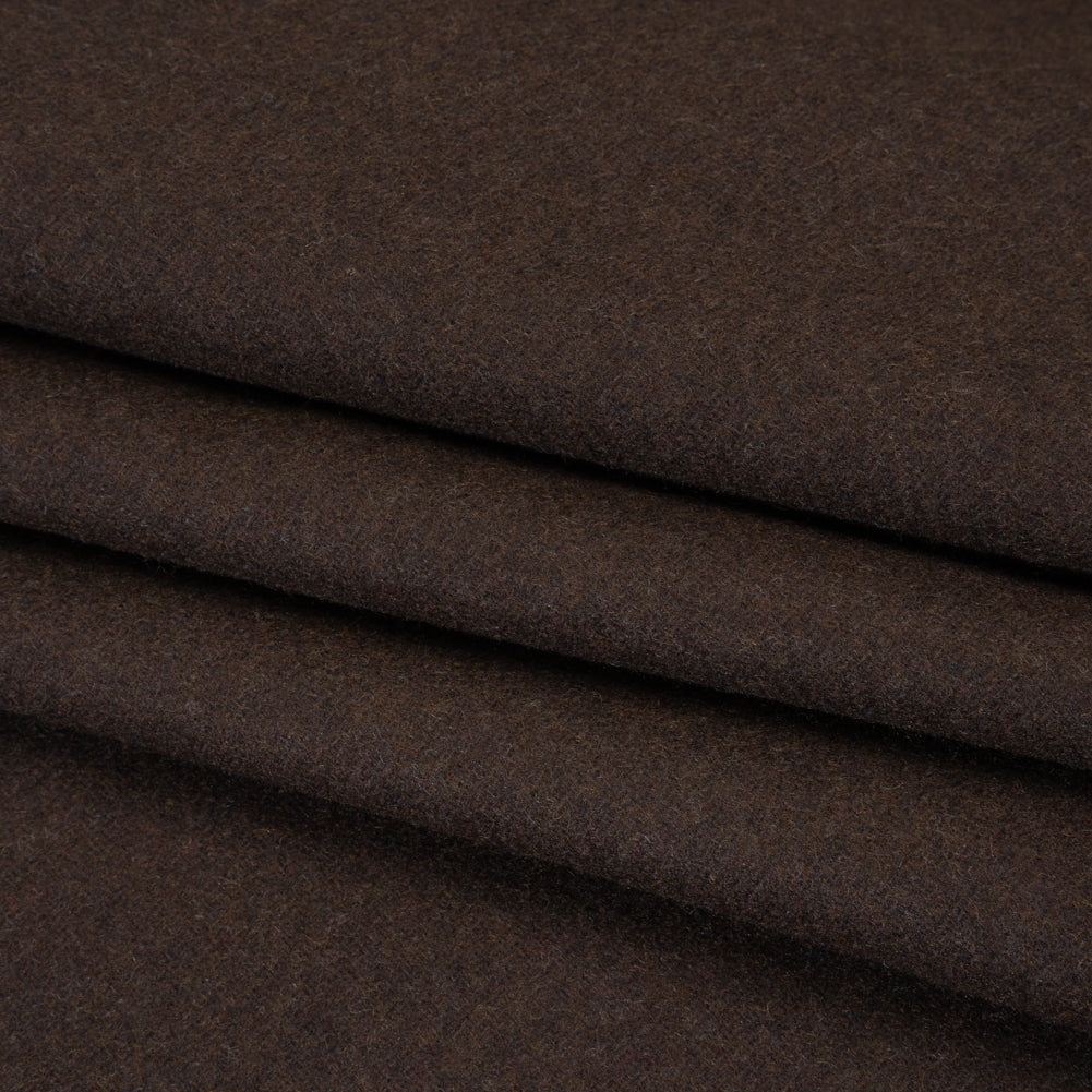 Recycled Brushed Wool Blend Twill Coating - Dark Brown - Made in Italy - Maeve Collection Folded Recycled Brushed Wool Blend Twill Coating - Dark Brown - Made in Italy - Maeve Collection Folded