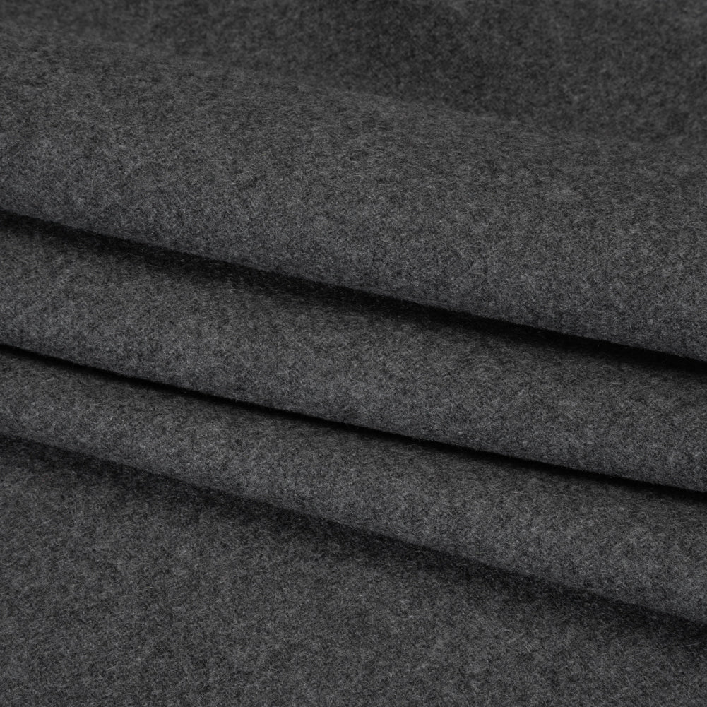Recycled Brushed Wool Blend Twill Coating - Lead Gray - Made in Italy - Maeve Collection Folded Recycled Brushed Wool Blend Twill Coating - Lead Gray - Made in Italy - Maeve Collection Folded